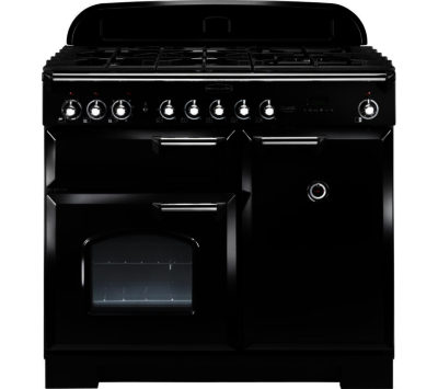 RANGEMASTER  Classic Deluxe 100 Dual Fuel Range Cooker - Black & Chrome